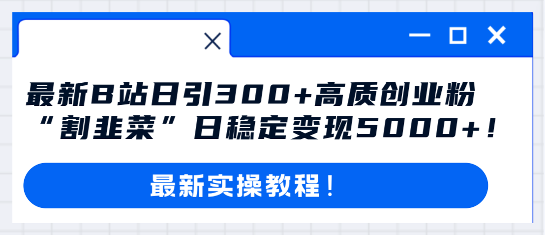 （8216期）最新B站日引300+高质创业粉教程！“割韭菜”日稳定变现5000+！-志拓网创