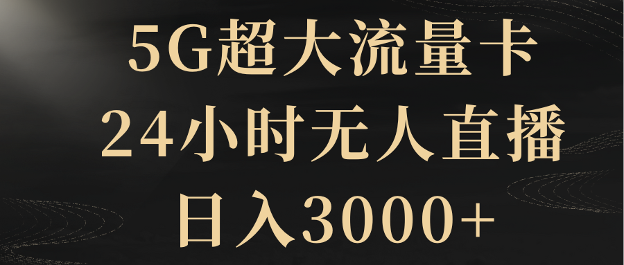 （8304期）5G超大流量卡，24小时无人直播，日入3000+-志拓网创