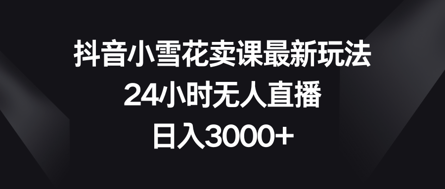 （8322期）抖音小雪花卖课最新玩法，24小时无人直播，日入3000+-志拓网创
