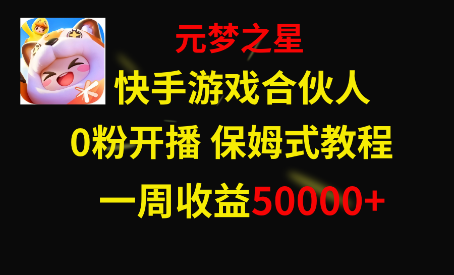 （8373期）快手游戏新风口，元梦之星合伙人，一周收入50000+-志拓网创