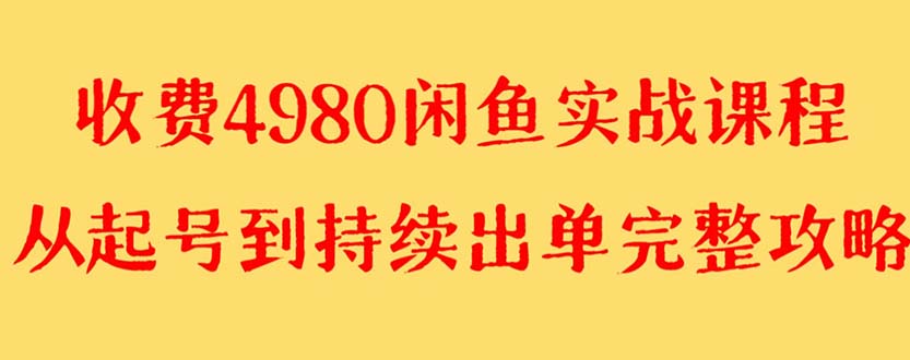 （8359期）外面收费4980闲鱼无货源实战教程 单号4000+-志拓网创