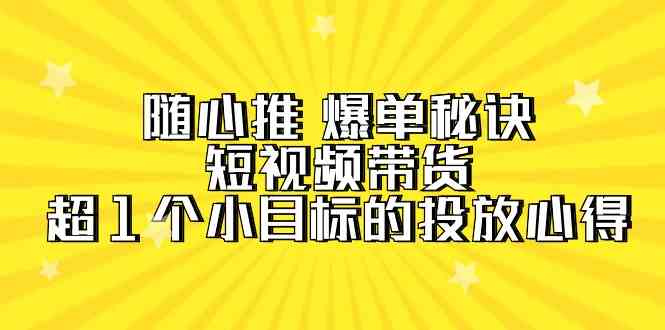 （9687期）随心推 爆单秘诀，短视频带货-超1个小目标的投放心得（7节视频课）-志拓网创