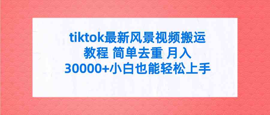 （9804期）tiktok最新风景视频搬运教程 简单去重 月入30000+附全套工具-志拓网创