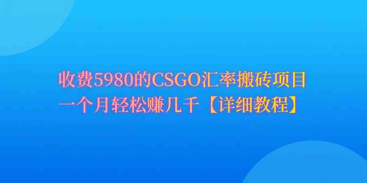 （9776期）CSGO装备搬砖，月综合收益率高达60%，你也可以！-志拓网创