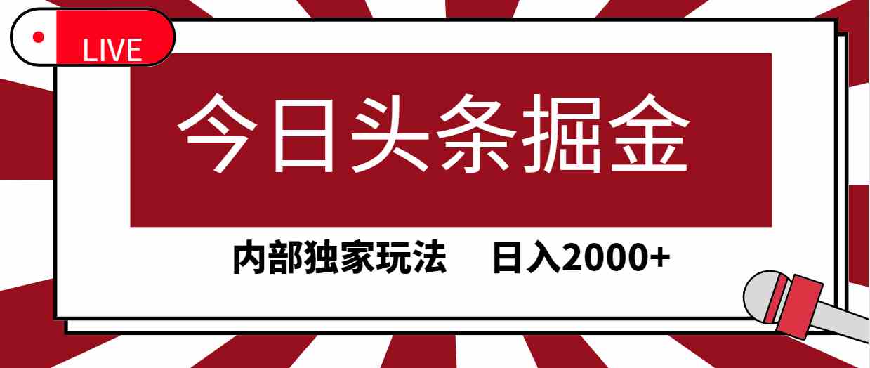 （9832期）今日头条掘金，30秒一篇文章，内部独家玩法，日入2000+-志拓网创