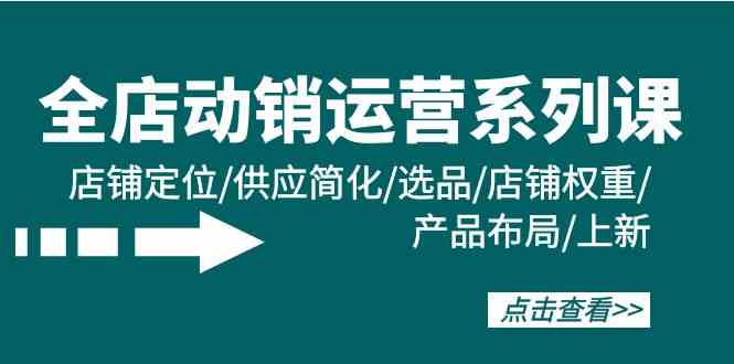 （9845期）全店·动销运营系列课：店铺定位/供应简化/选品/店铺权重/产品布局/上新-志拓网创