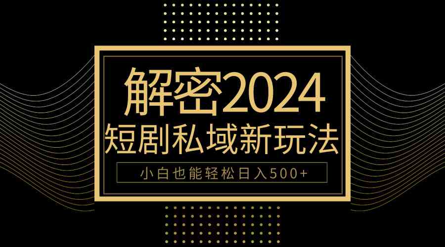 （9951期）10分钟教会你2024玩转短剧私域变现，小白也能轻松日入500+-志拓网创