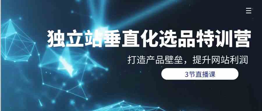 （9925期）独立站-垂直化选品训练营，打造产品壁垒，提升网站利润（3节直播课）-志拓网创
