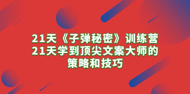 （10210期）21天《子弹秘密》训练营，21天学到顶尖文案大师的策略和技巧-志拓网创