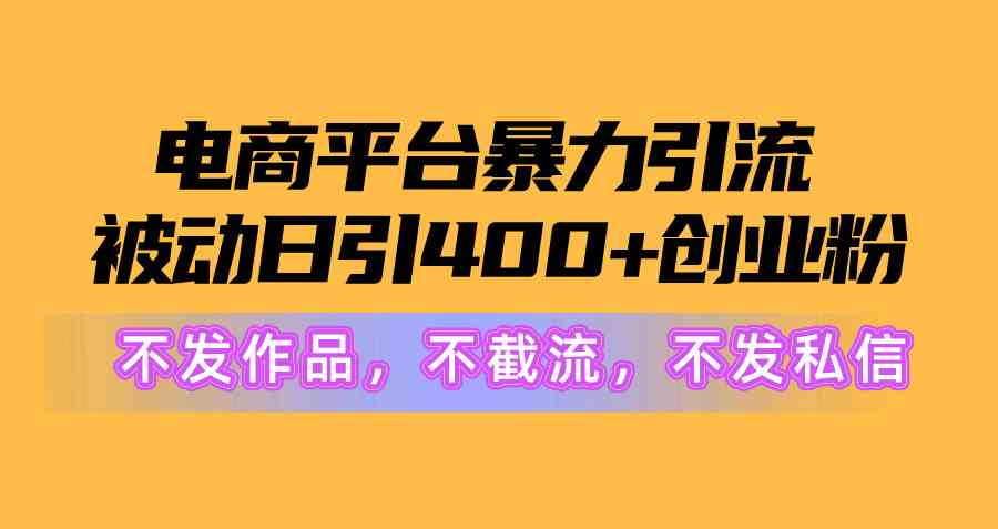 （10168期）电商平台暴力引流,被动日引400+创业粉不发作品，不截流，不发私信-志拓网创