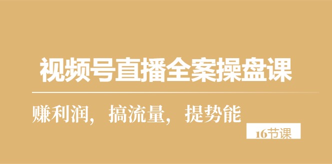 （10207期）视频号直播全案操盘课，赚利润，搞流量，提势能（16节课）-志拓网创