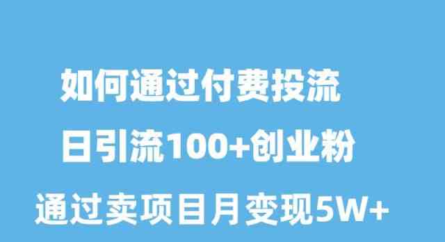 （10189期）如何通过付费投流日引流100+创业粉月变现5W+-志拓网创