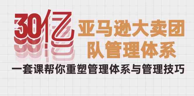 （10178期）30亿-亚马逊大卖团队管理体系，一套课帮你重塑管理体系与管理技巧-志拓网创