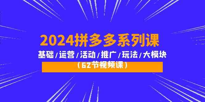 （10019期）2024拼多多系列课：基础/运营/活动/推广/玩法/大模块（62节视频课）-志拓网创