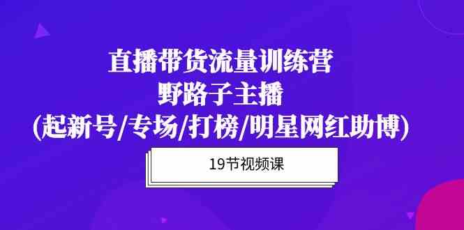 （10016期）直播带货流量特训营，野路子主播(起新号/专场/打榜/明星网红助博)19节课-志拓网创