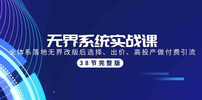 （9992期）无界系统实战课：全体系落地无界改版后选择、出价、高投产做付费引流-38节-志拓网创