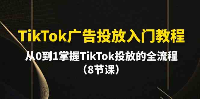 （10085期）TikTok广告投放入门教程，从0到1掌握TikTok投放的全流程（8节课）-志拓网创