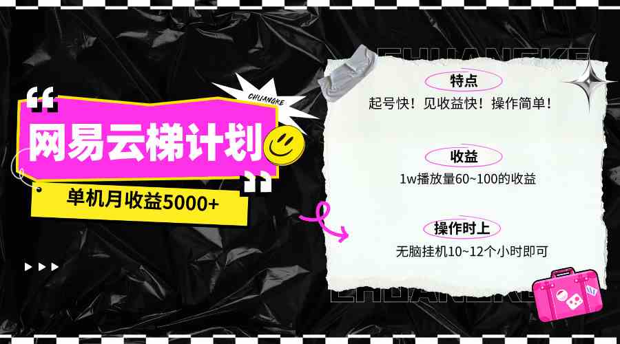 （10063期）最新网易云梯计划网页版，单机月收益5000+！可放大操作-志拓网创