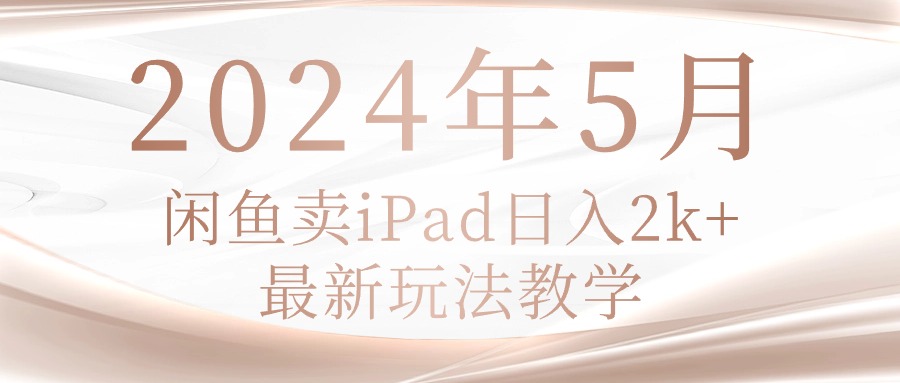 （10459期）2024年5月闲鱼卖ipad日入2k，最新玩法教学-志拓网创