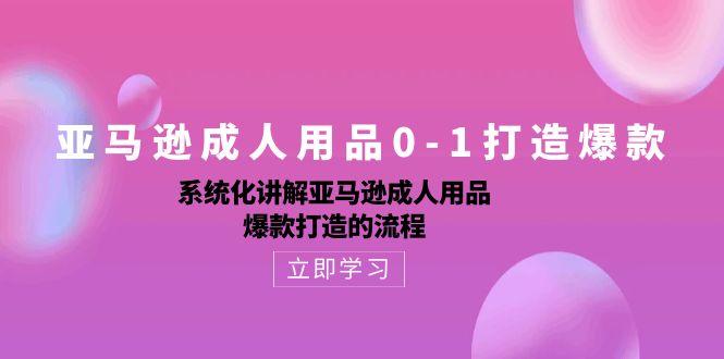 （10493期）亚马逊成人用品0-1打造爆款：系统化讲解亚马逊成人用品爆款打造的流程-志拓网创