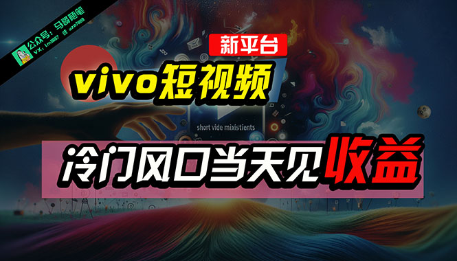 （10390期）全新平台vivo短视频，新风口AI混剪无脑搬运，冷门风口当天见收益，7天…-志拓网创