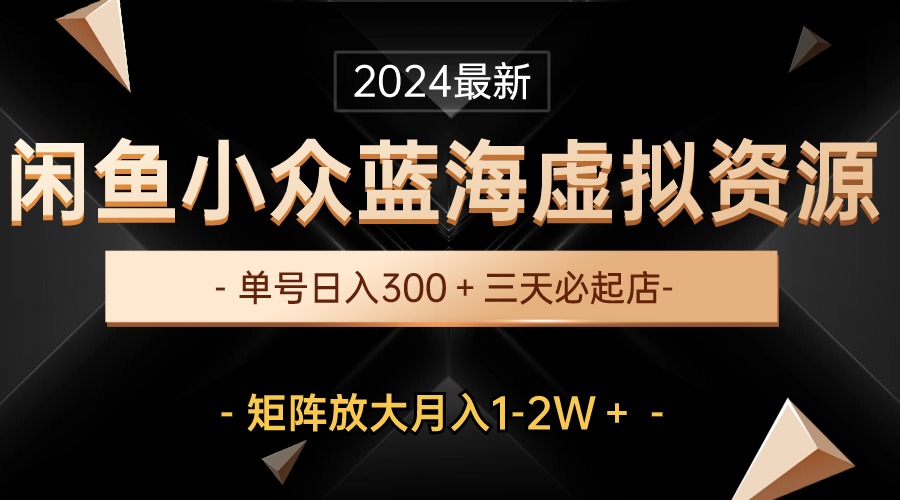 （10336期）最新闲鱼小众蓝海虚拟资源，单号日入300＋，三天必起店，矩阵放大月入1-2W-志拓网创