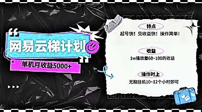 （10389期）2024网易云云梯计划 单机日300+ 无脑月入5000+-志拓网创