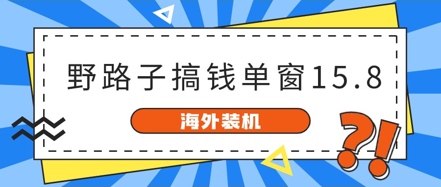 （10385期）海外装机，野路子搞钱，单窗口15.8，已变现10000+-志拓网创