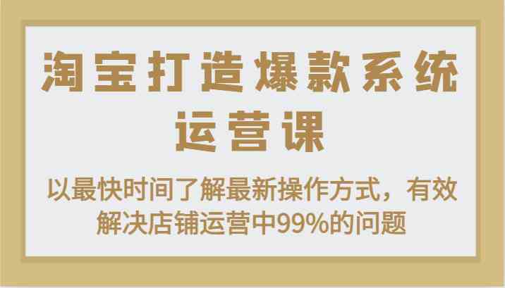 淘宝打造爆款系统运营课：以最快时间了解最新操作方式，有效解决店铺运营中99%的问题-志拓网创