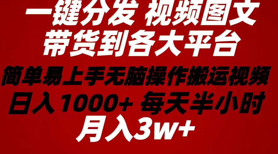 （10667期）2024年 一键分发带货图文视频  简单易上手 无脑赚收益 每天半小时日入1…-志拓网创