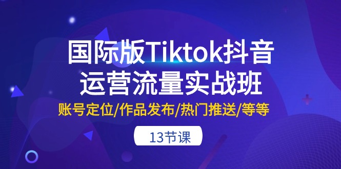 （10712期）国际版Tiktok抖音运营流量实战班：账号定位/作品发布/热门推送/等等-13节-志拓网创
