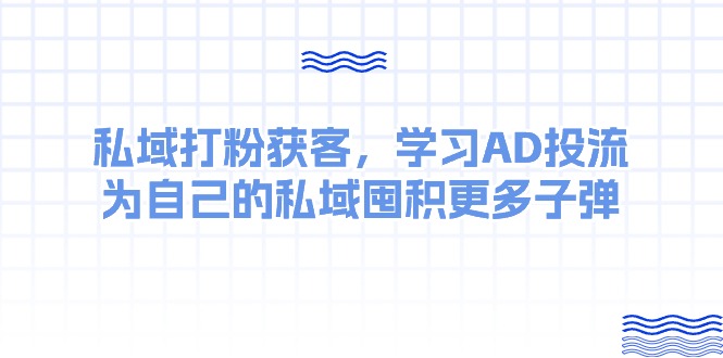 （10728期）某收费课：私域打粉获客，学习AD投流，为自己的私域囤积更多子弹-志拓网创