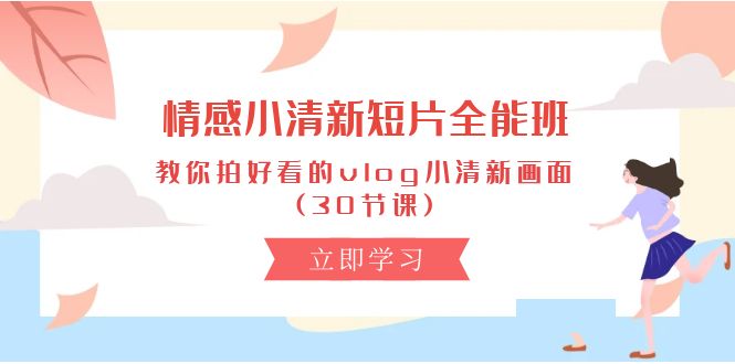 （10567期）情感 小清新短片-全能班，教你拍好看的vlog小清新画面 (30节课)-志拓网创