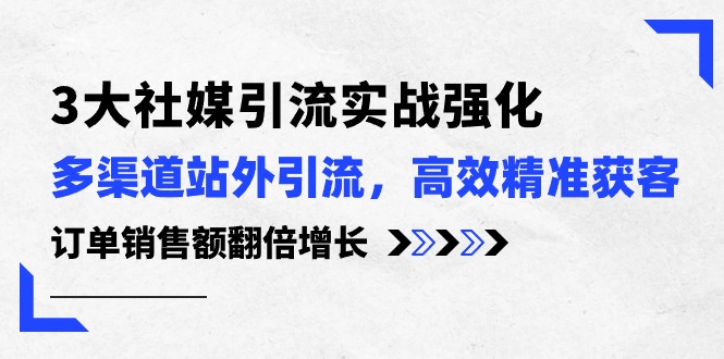 （10563期）3大社媒引流实操强化，多渠道站外引流/高效精准获客/订单销售额翻倍增长-志拓网创