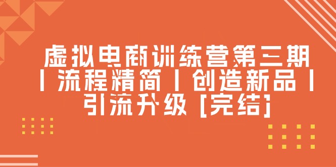 （10960期）虚拟电商训练营第三期丨流程精简丨创造新品丨引流升级 [完结]-志拓网创
