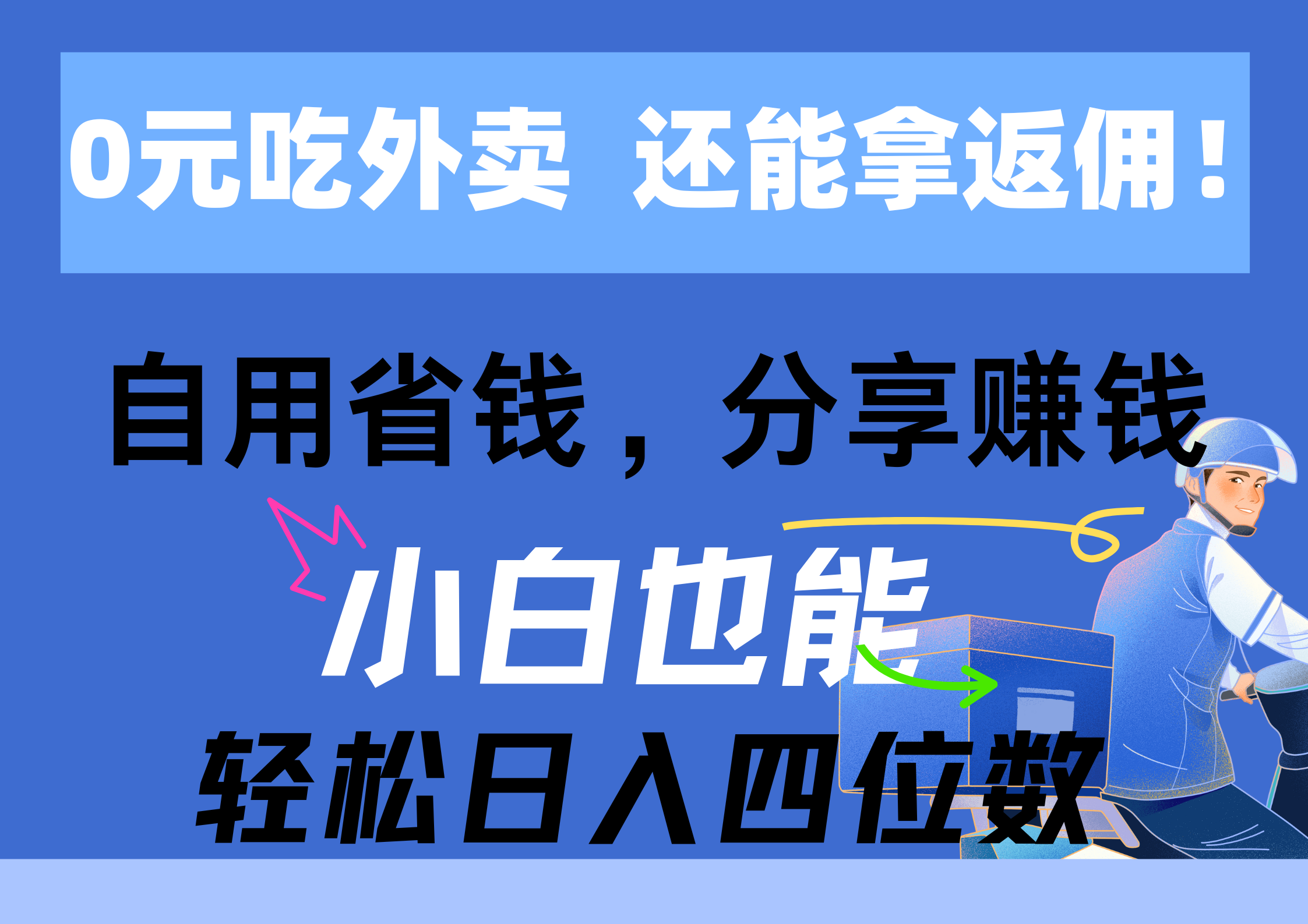 （11037期）0元吃外卖， 还拿高返佣！自用省钱，分享赚钱，小白也能轻松日入四位数-志拓网创