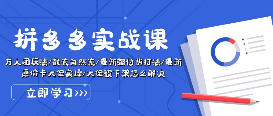 （10865期）拼多多·实战课：万人团玩法/截流自然流/最新强付费打法/最新原价卡大促..-志拓网创
