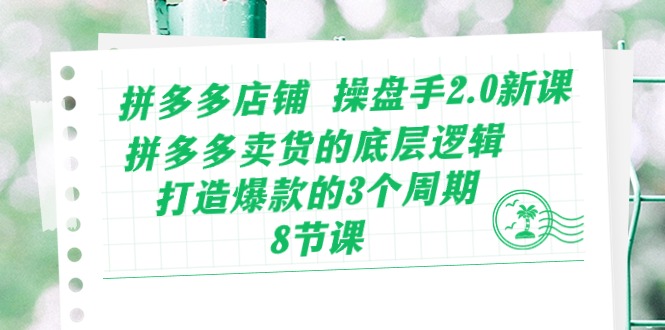 （10859期）拼多多店铺 操盘手2.0新课，拼多多卖货的底层逻辑，打造爆款的3个周期-8节-志拓网创