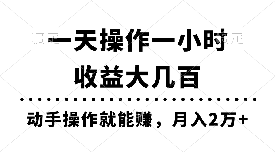 （11263期）一天操作一小时，收益大几百，动手操作就能赚，月入2万+教学-志拓网创