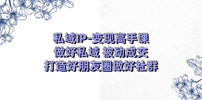 （11209期）私域IP-变现高手课：做好私域 被动成交，打造好朋友圈做好社群（18节）-志拓网创