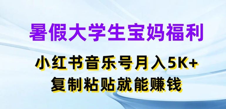 暑假大学生宝妈福利，小红书音乐号月入5000+，复制粘贴就能赚钱【揭秘】-志拓网创