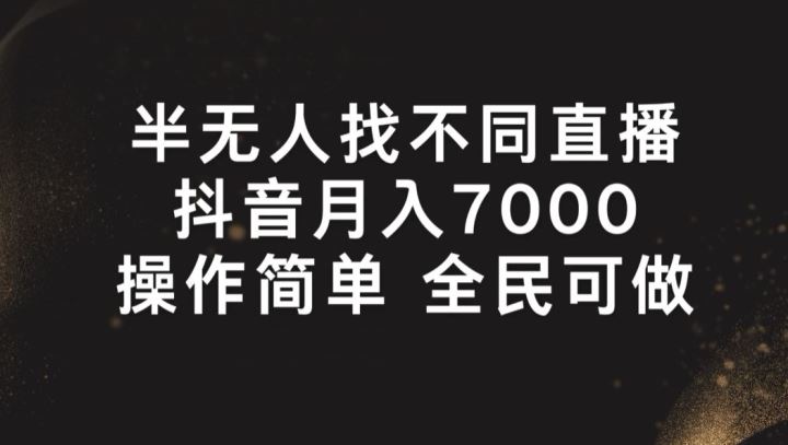 半无人找不同直播，月入7000+，操作简单 全民可做【揭秘】-志拓网创