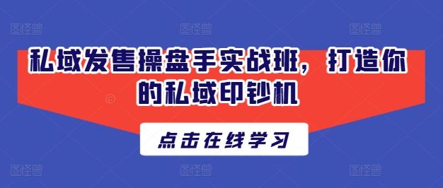 私域发售操盘手实战班，打造你的私域印钞机-志拓网创