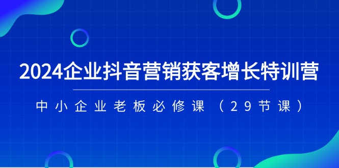 2024企业抖音营销获客增长特训营，中小企业老板必修课（29节课）-志拓网创