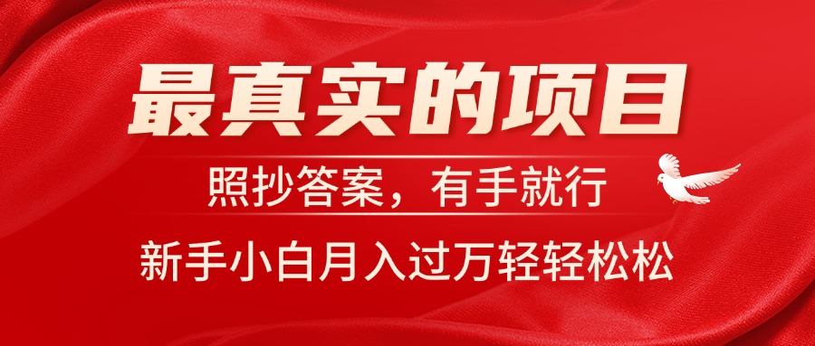 （11362期）最真实的项目，照抄答案，有手就行，新手小白月入过万轻轻松松-志拓网创