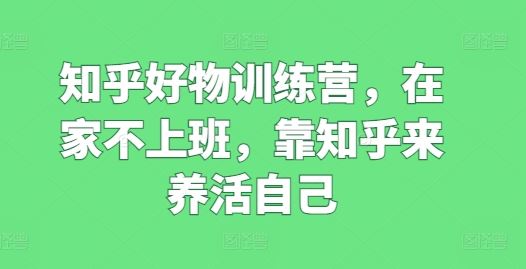 知乎好物训练营，在家不上班，靠知乎来养活自己-志拓网创
