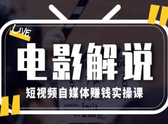 电影解说短视频自媒体赚钱实操课，教你做电影解说短视频，月赚1万-志拓网创