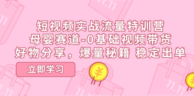 （11373期）短视频实战流量特训营，母婴赛道-0基础带货，好物分享，爆量秘籍 稳定出单-志拓网创