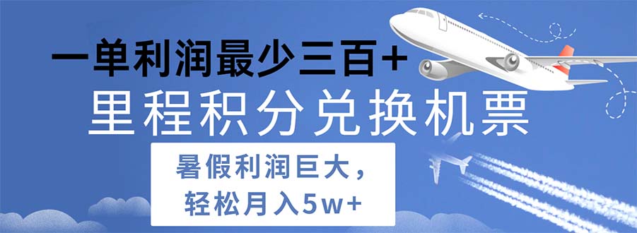 （11385期）2024暑假利润空间巨大的里程积分兑换机票项目，每一单利润最少500-志拓网创