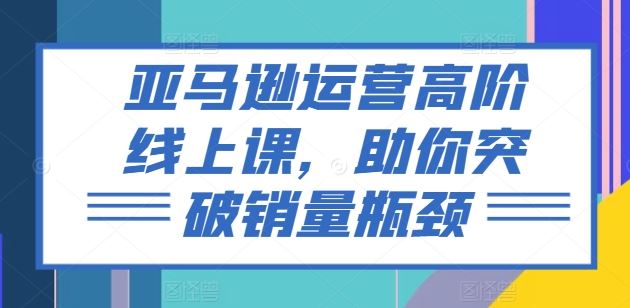 亚马逊运营高阶线上课，助你突破销量瓶颈-志拓网创